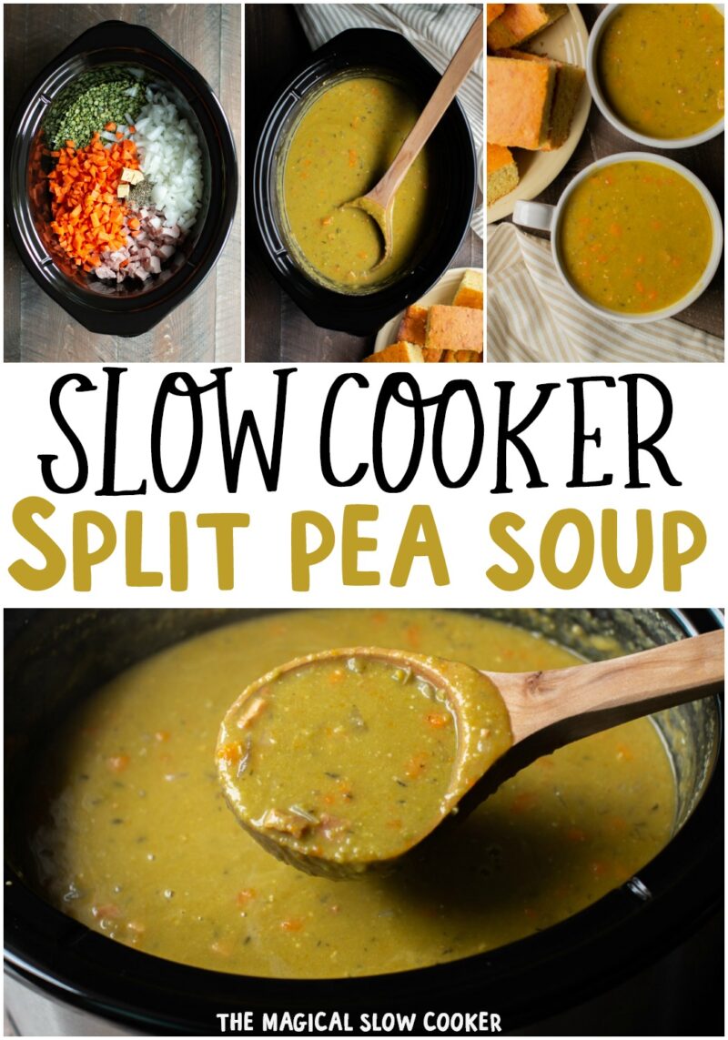 collage of split pea soup for pinterest