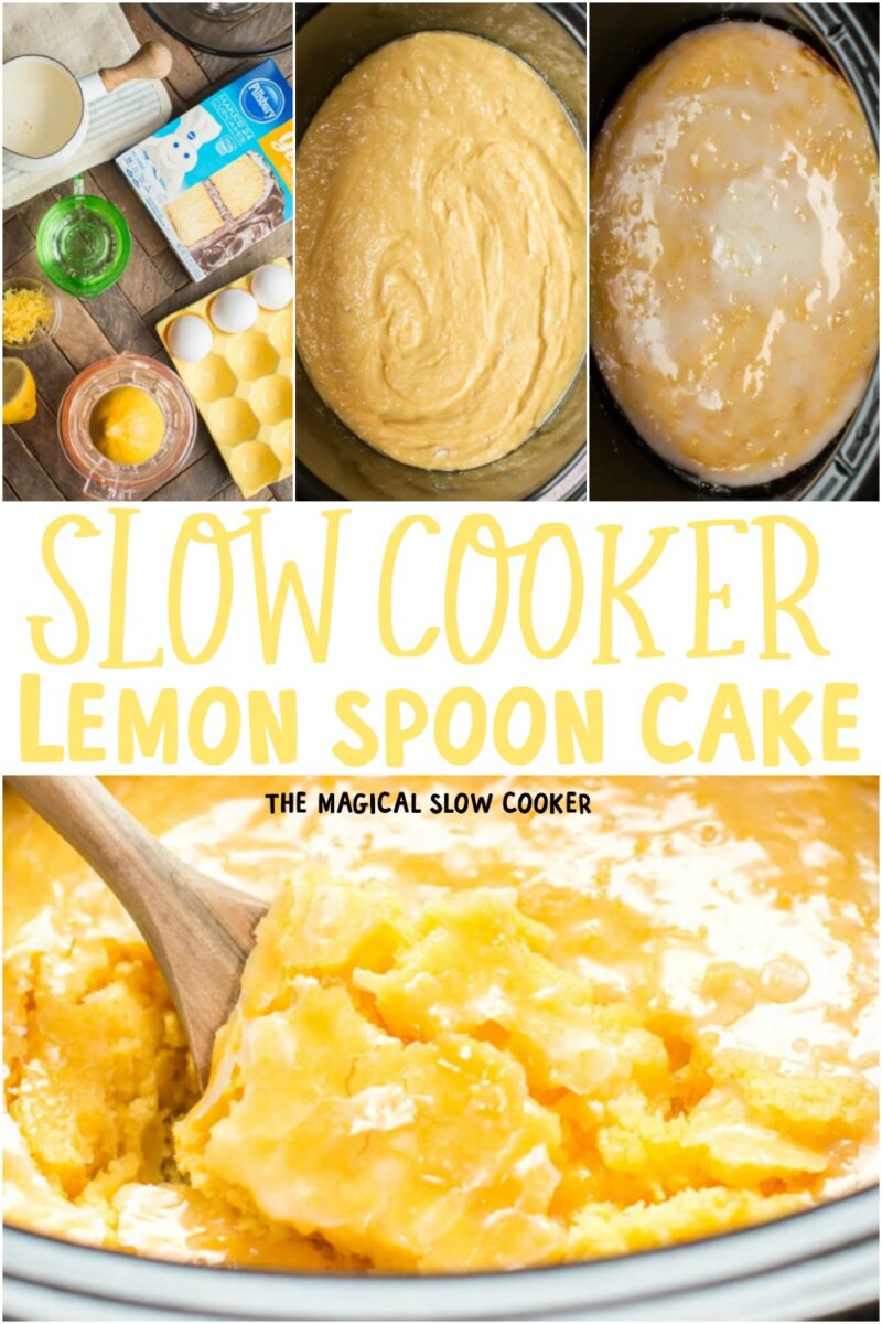 Collage of lemon spoon cake photos for pinterest