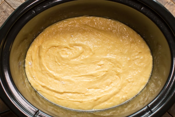Lemon cake batter in slow cooker