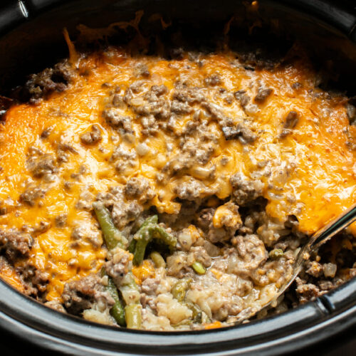 close up of tater tot casserole