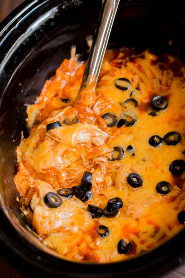 Slow Cooker Chicken Enchilada Casserole - The Magical Slow Cooker