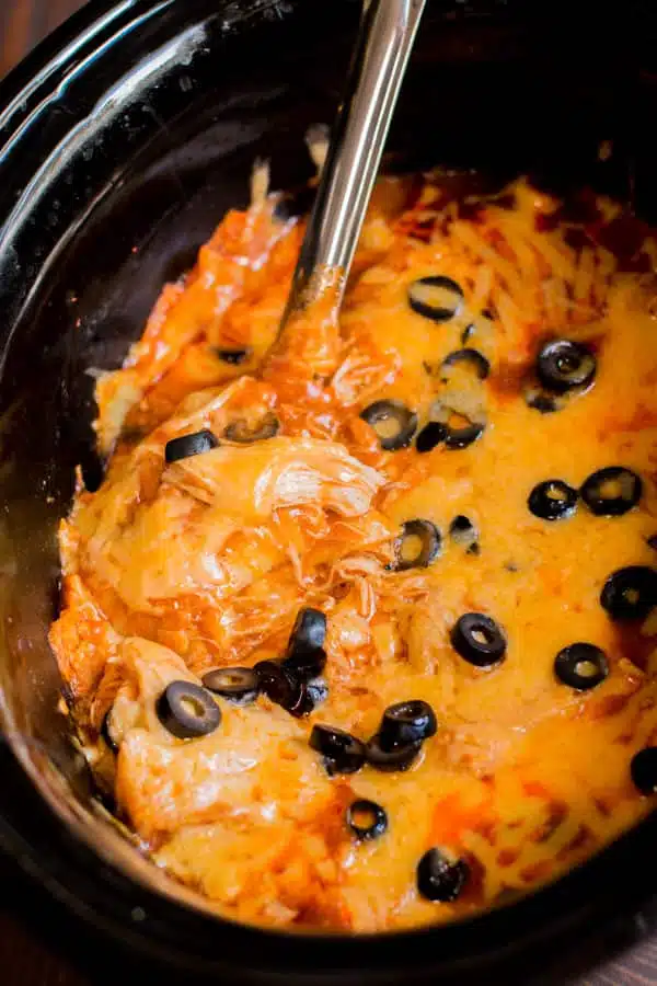 Slow Cooker Chicken Enchilada Casserole The Magical Slow Cooker