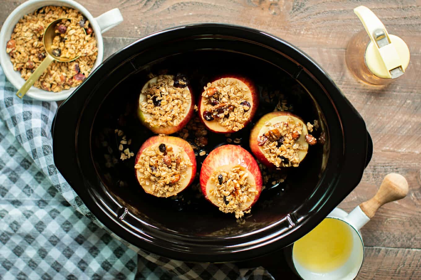 uncooked apples stuffed with granola
