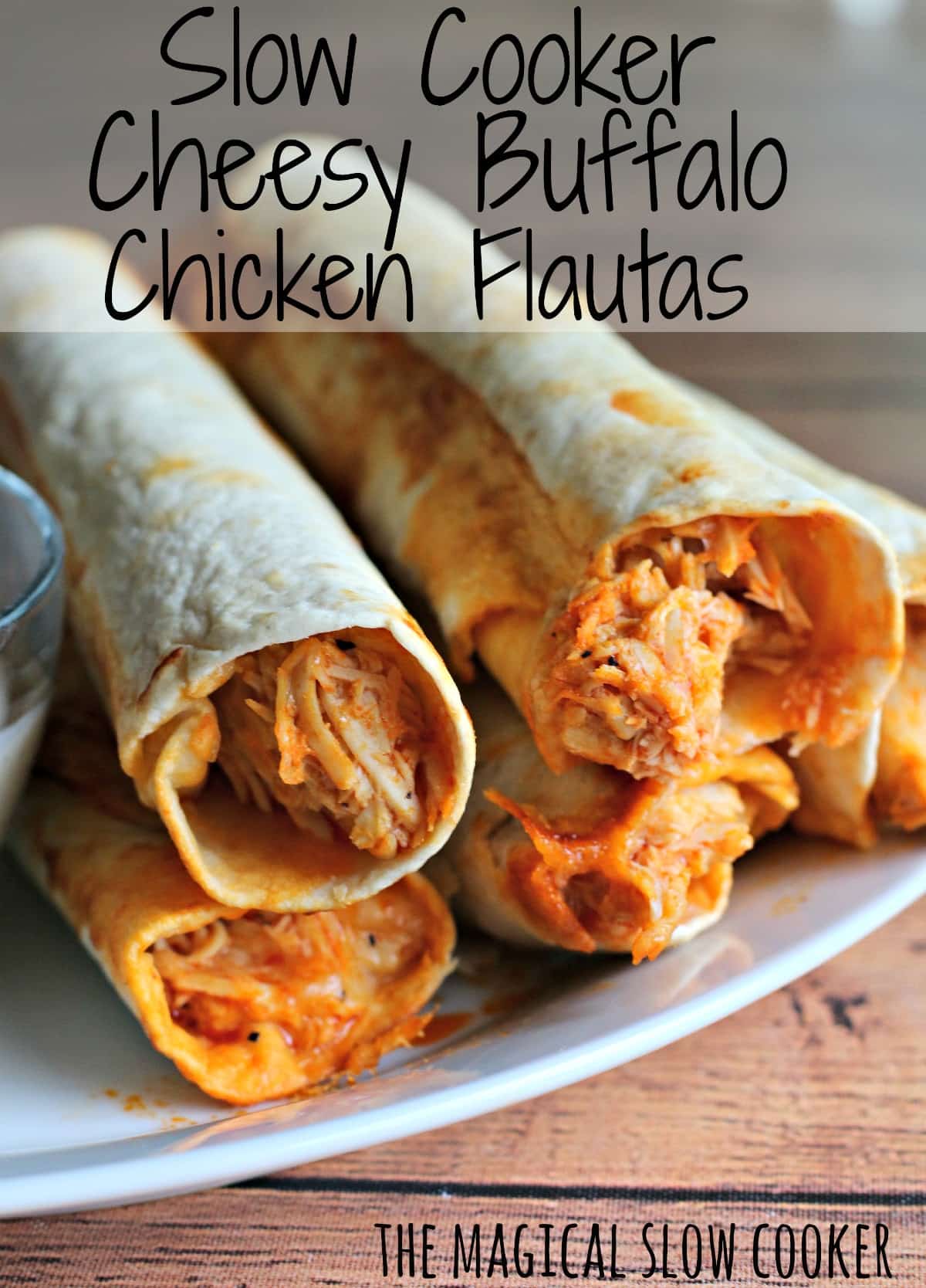 flautas on plate, text over image for pinterest