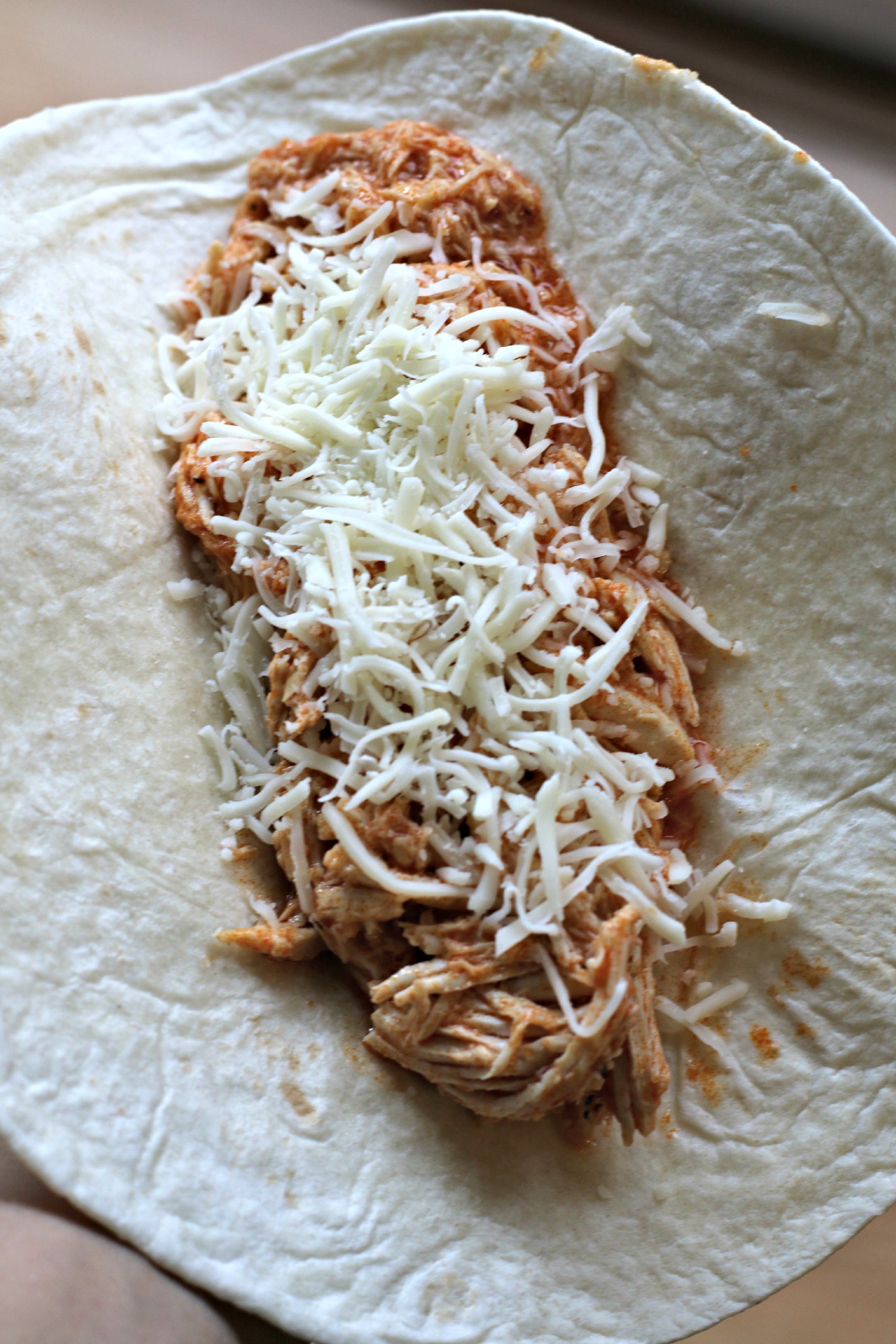 tortilla with buffalo chicken and cheese