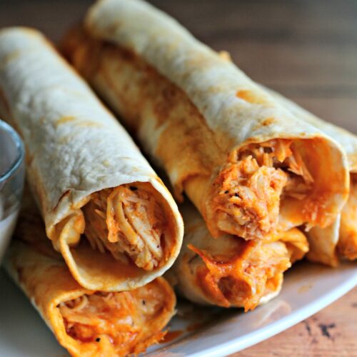 stack of buffalo chicken flautas