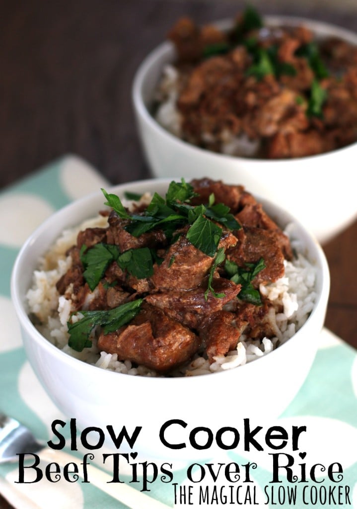 slow cooker beef tips over rice
