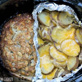 close up of hobo dinner in slow cooker