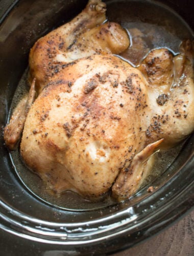 whole chicken in slow cooker, cooked