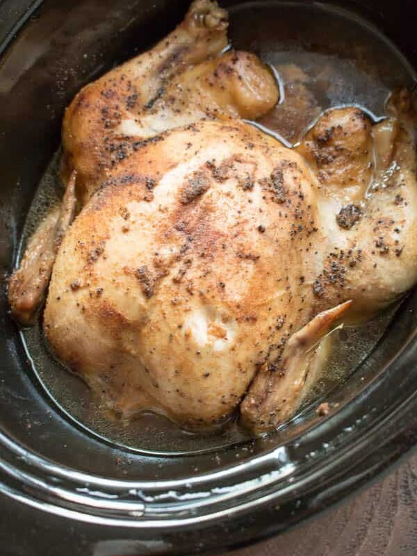 whole chicken in slow cooker, cooked