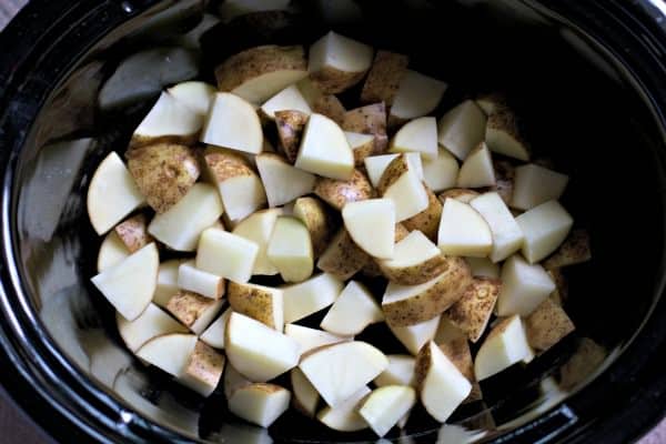 diced russet potatoes in crockpot