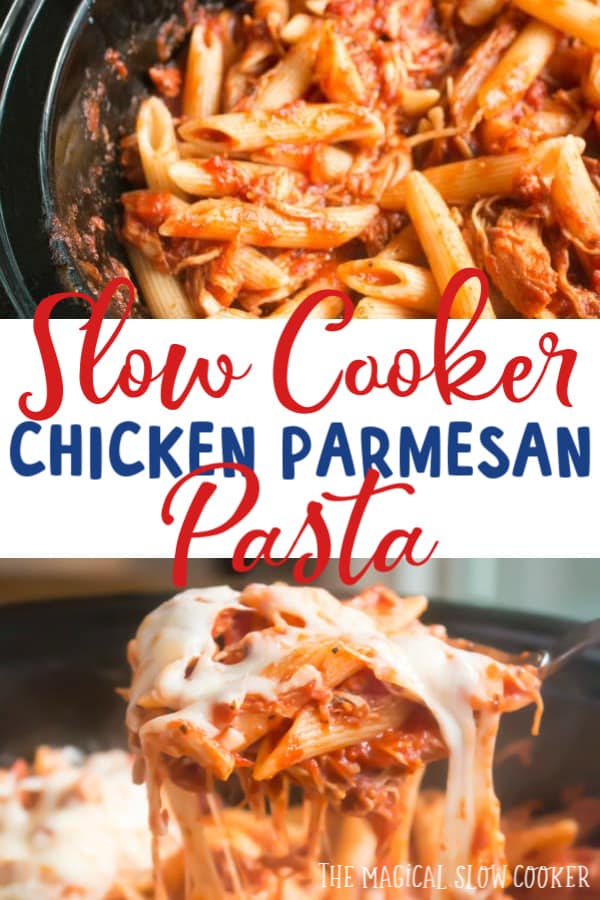 collage of chicken parmesan pasta for pinterest