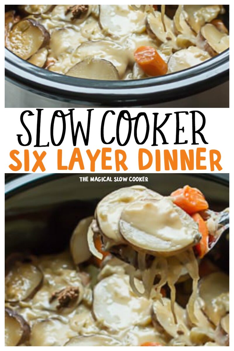 collage of six layer dinner images for pinterest