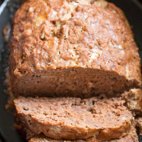 Onion meat loaf cooked in slow cooker.