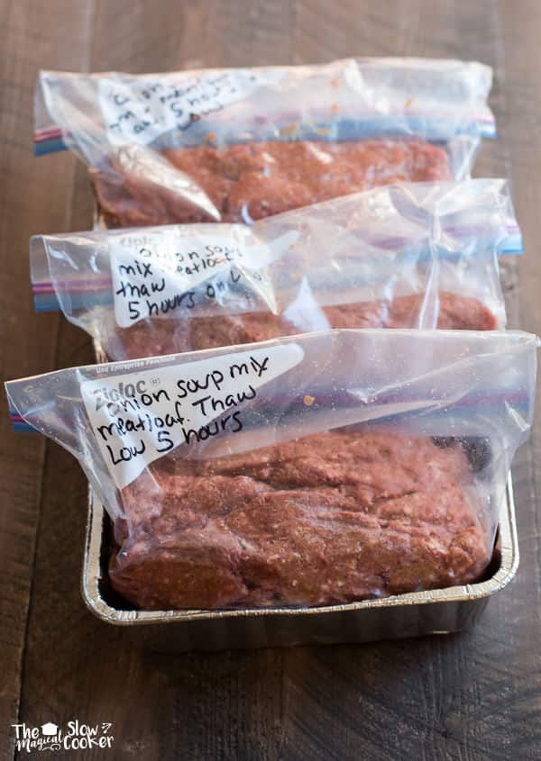 3 onion soup mix meatloafs in ziplock bags