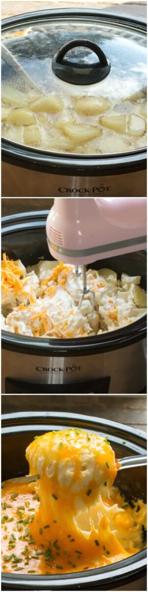 Slow Cooker Cheesy Mashed Potatoes