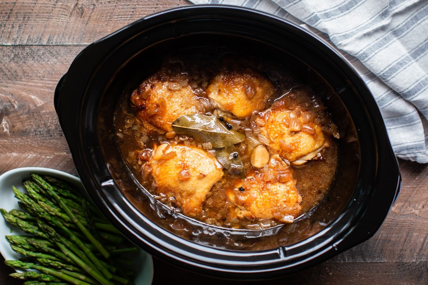 all finished cooking chicken thighs in the slow cooker