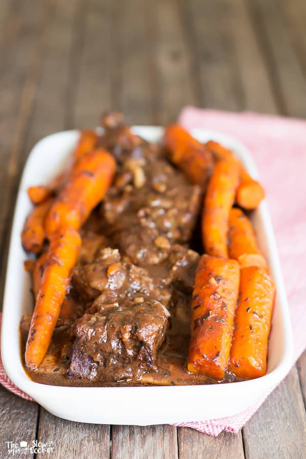 Platter of short ribs with carrots