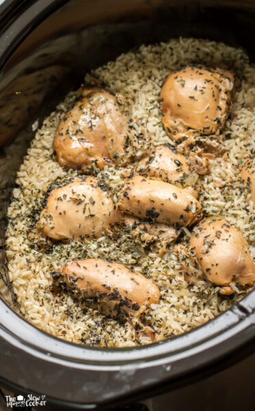 slow cooker basil chicken and rice