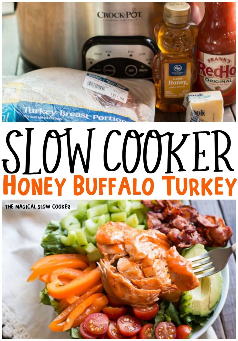 collage of photos for honey buffalo turkey for pinterest