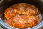 5 chicken thighs in the slow cooker in buffalo sauce.