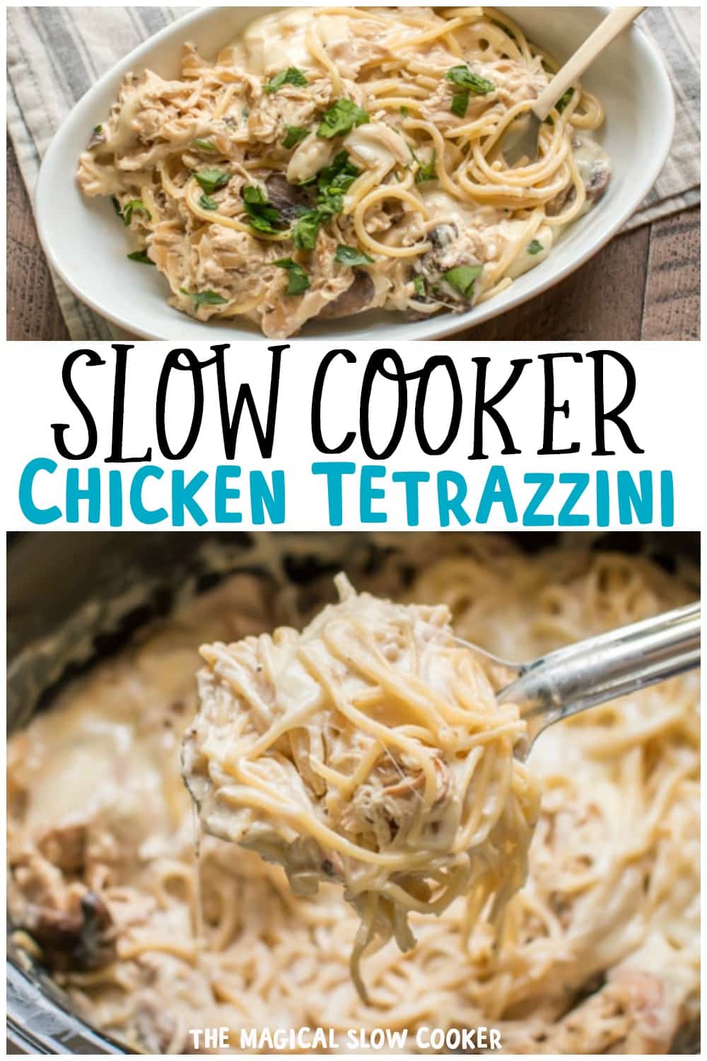 collage of tetrazzini images with text overlay for pinterest