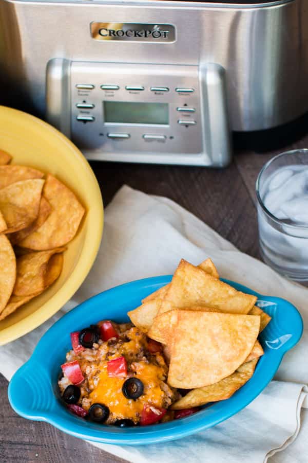 Slow Cooker Beef and Rice Enchilada Dip The Magical Slow Cooker