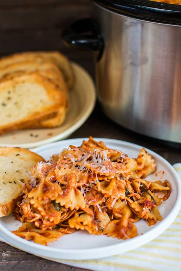 bow tie pasta on a plate.