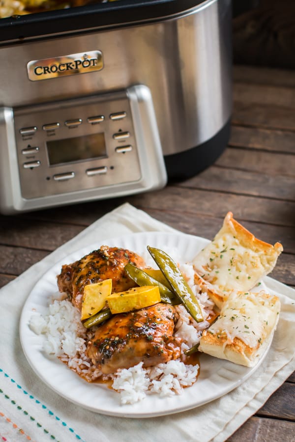slow cooker sweet and spicy chicken with veggies