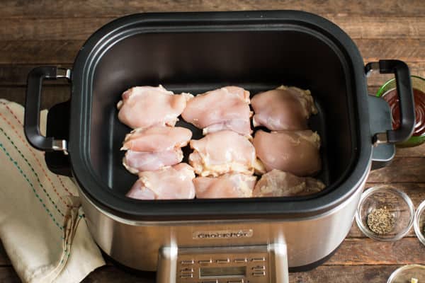 chicken thighs in a slow cooker