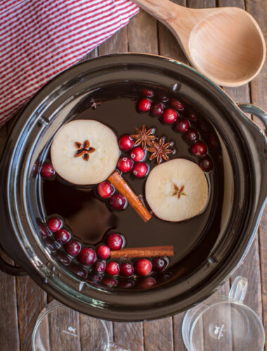 overhead shot of cranberry apple cider