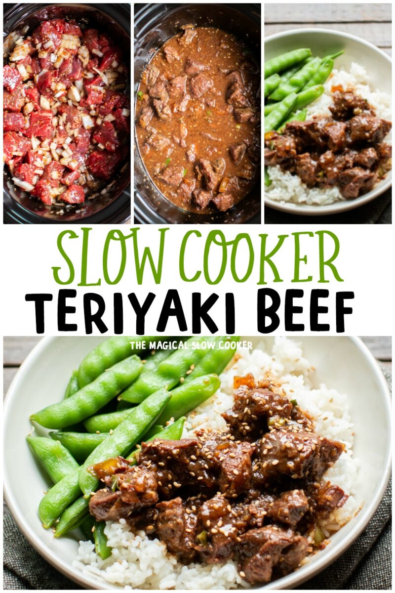 collage of teriyaki beef photos for pinterest