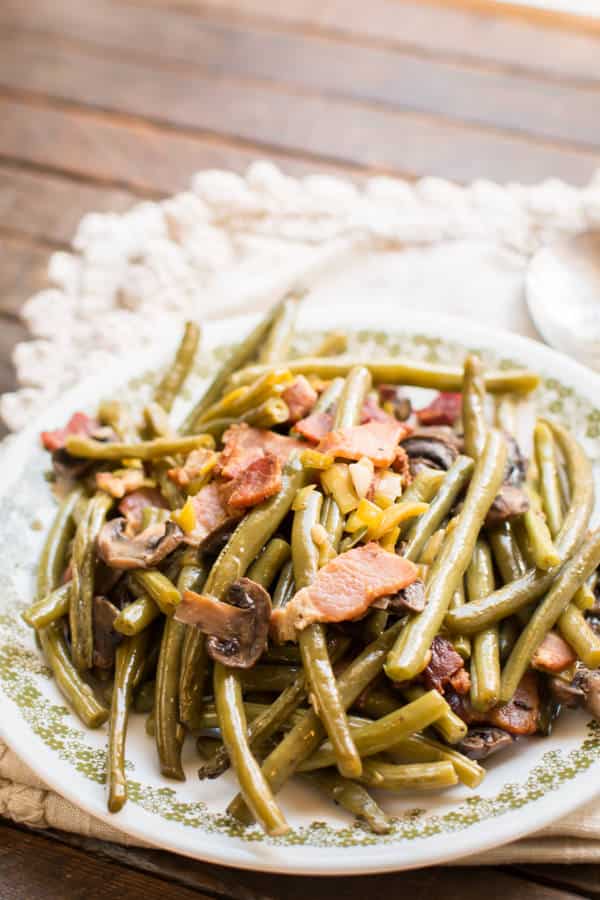 plate full of green beans.