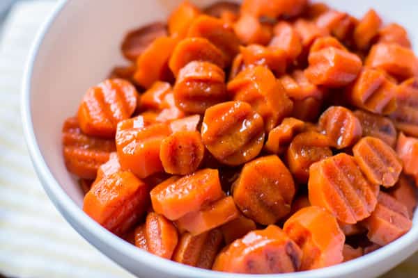bowl full of candied carrots
