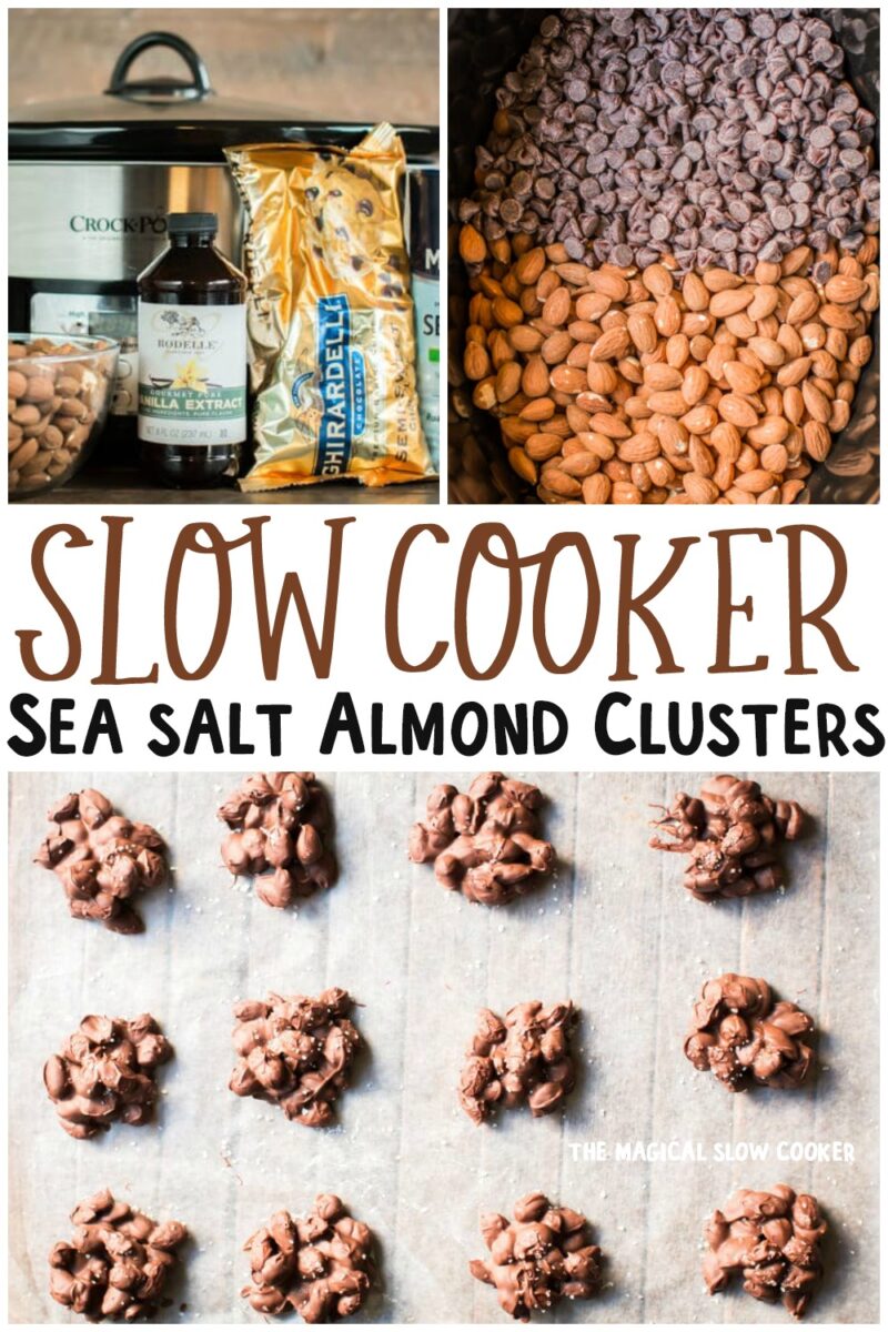 collage of almond clusters with text overlay for pinterest