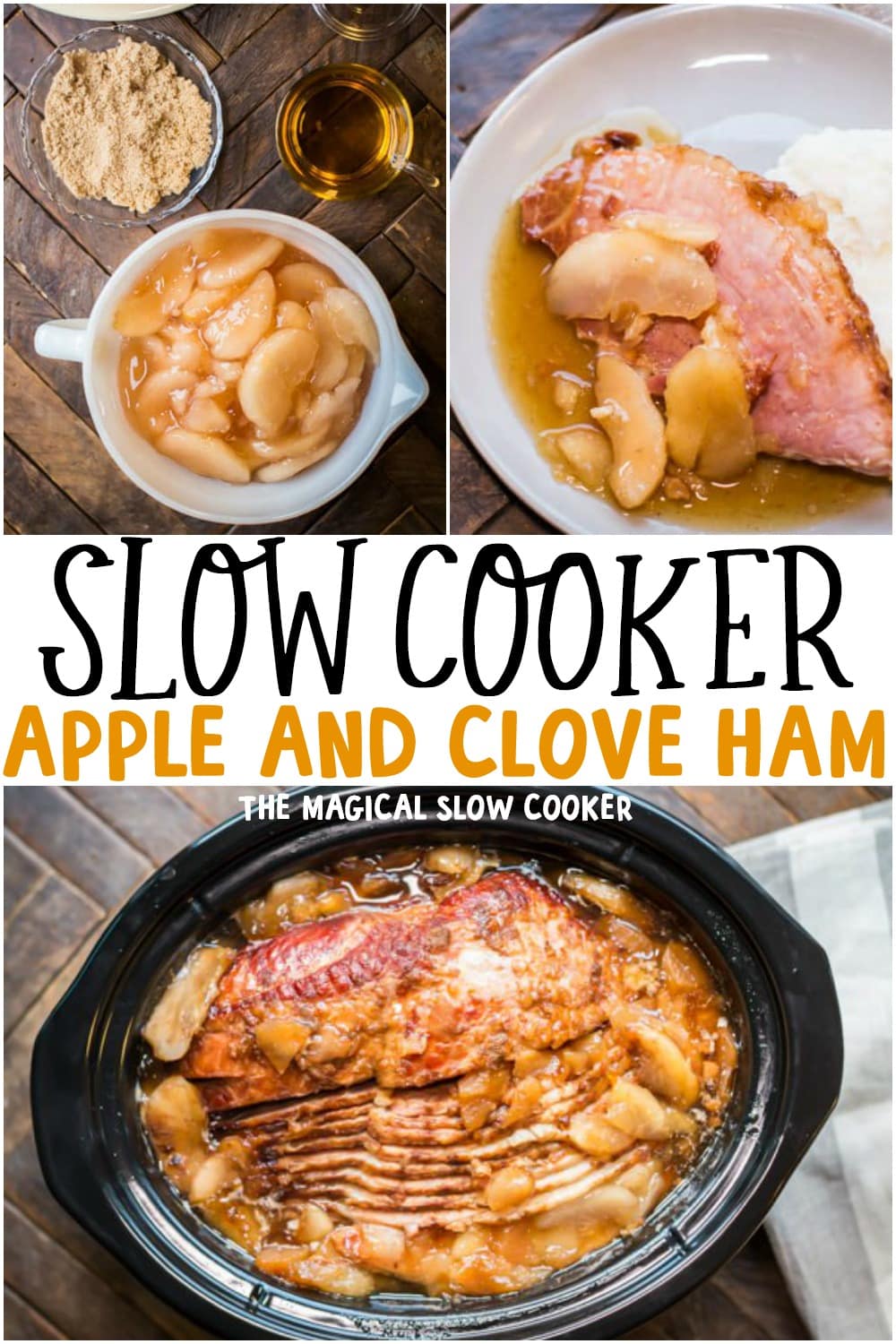 collage of apple and clove ham for pinterest