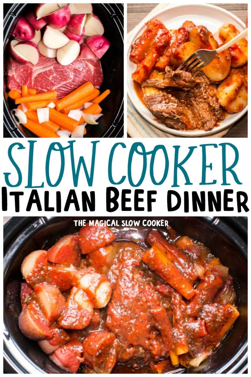 Collage of Italian Beef Dinner images with text overlay for pinterest