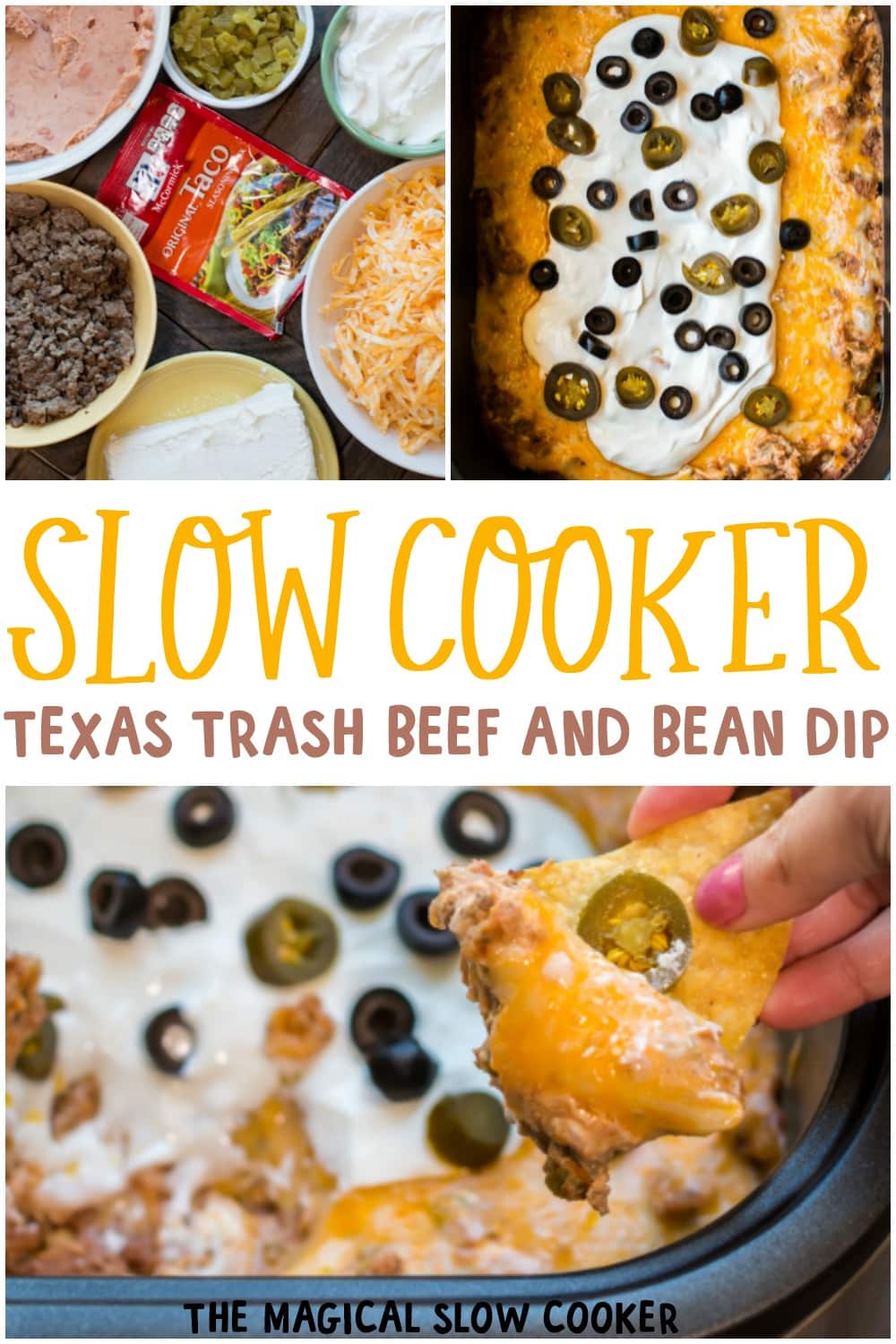 Slow Cooker Texas Trash Beef and Bean Dip The Magical Slow Cooker