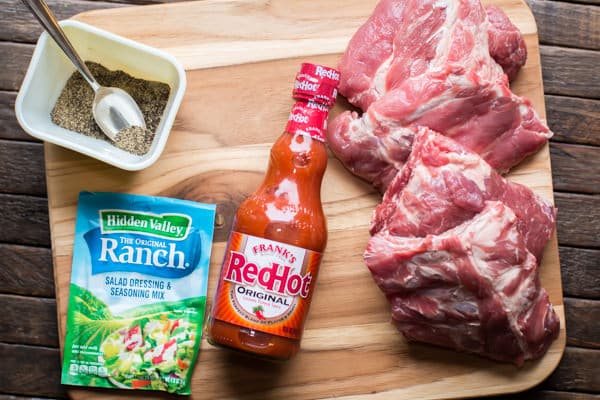 raw ribs, buffalo sauce, ranch and pepper.