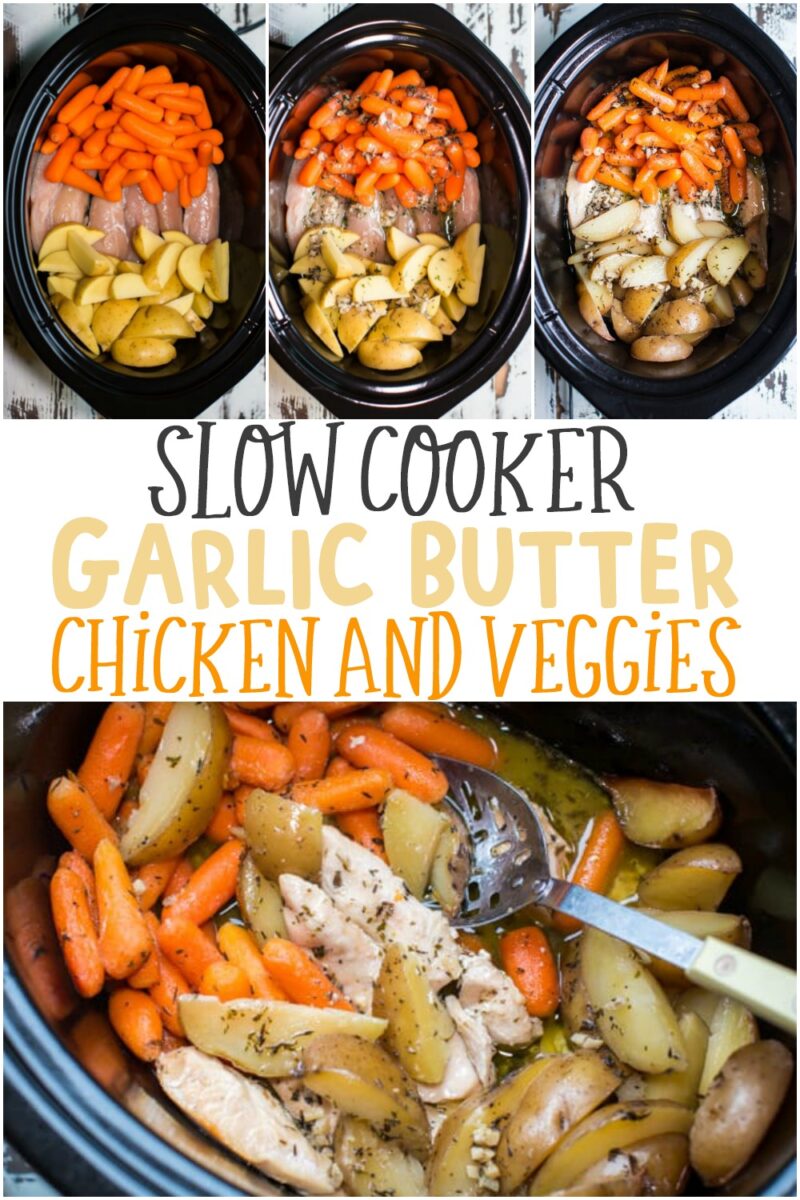 collage of garlic butter chicken and veggies for pinterest