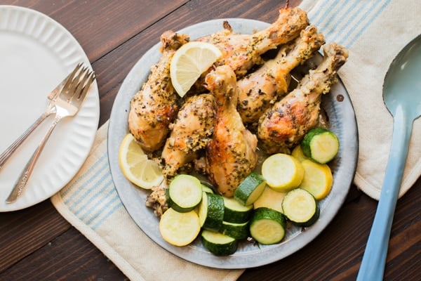 cooked drumsticks and squash