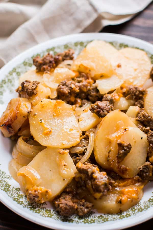 Plated Potatoes Au Gratin with Beef