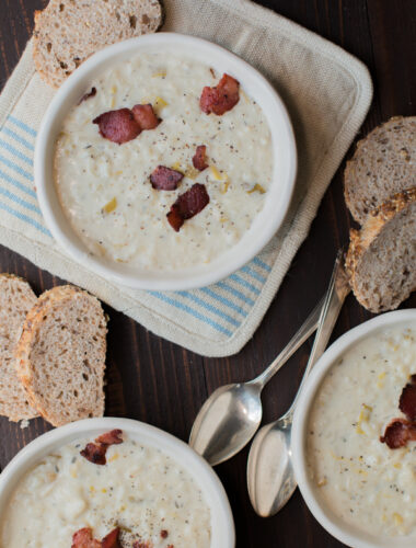 3 bowls of hashbrown leek soup.