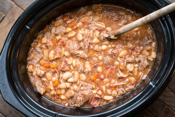 pork cassoulet in a slow cooker.