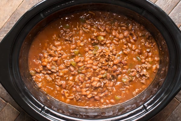 cowboy baked beans in a crockpot