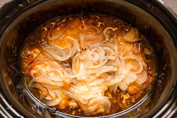 pork chops in sauce with onions.