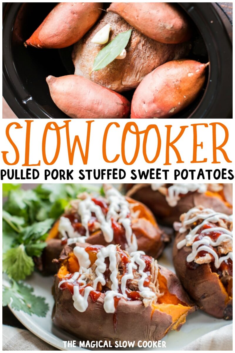 collage of pork stuffed sweet potatoes for pinterest