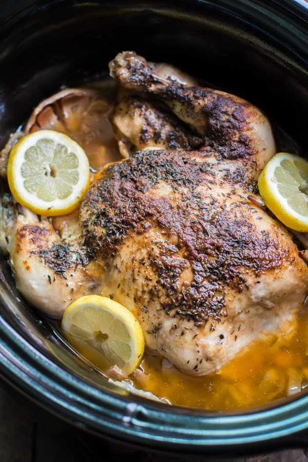 whole engagement chicken in a slow cooker.