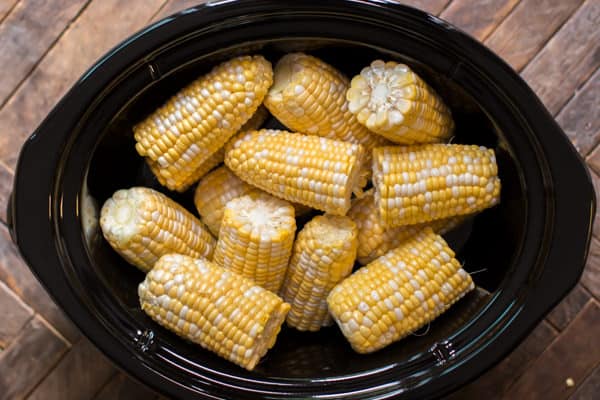 Raw corn on the cob in slow cooker