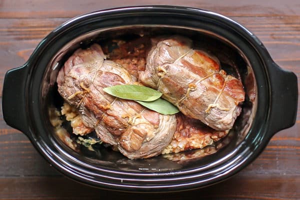 2 pork roasts tied in slow cooker